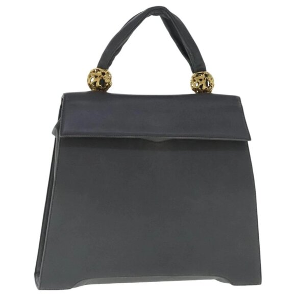 Salvatore Ferragamo Hand Bag Leather Gray Gold Auth bs18987 - Picture 1 of 16